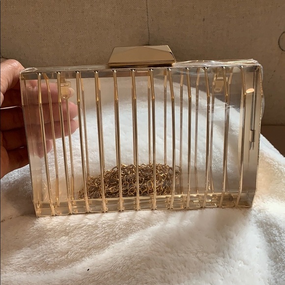 naked wardrobe Handbags - Gold Clutch/Crossbody